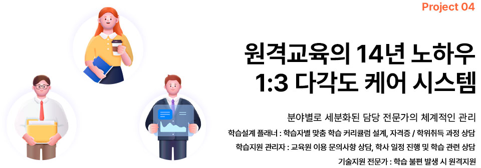 학습설계 전문 플래너, 학습관리 전문 담당자, 기술지원 전담관리자